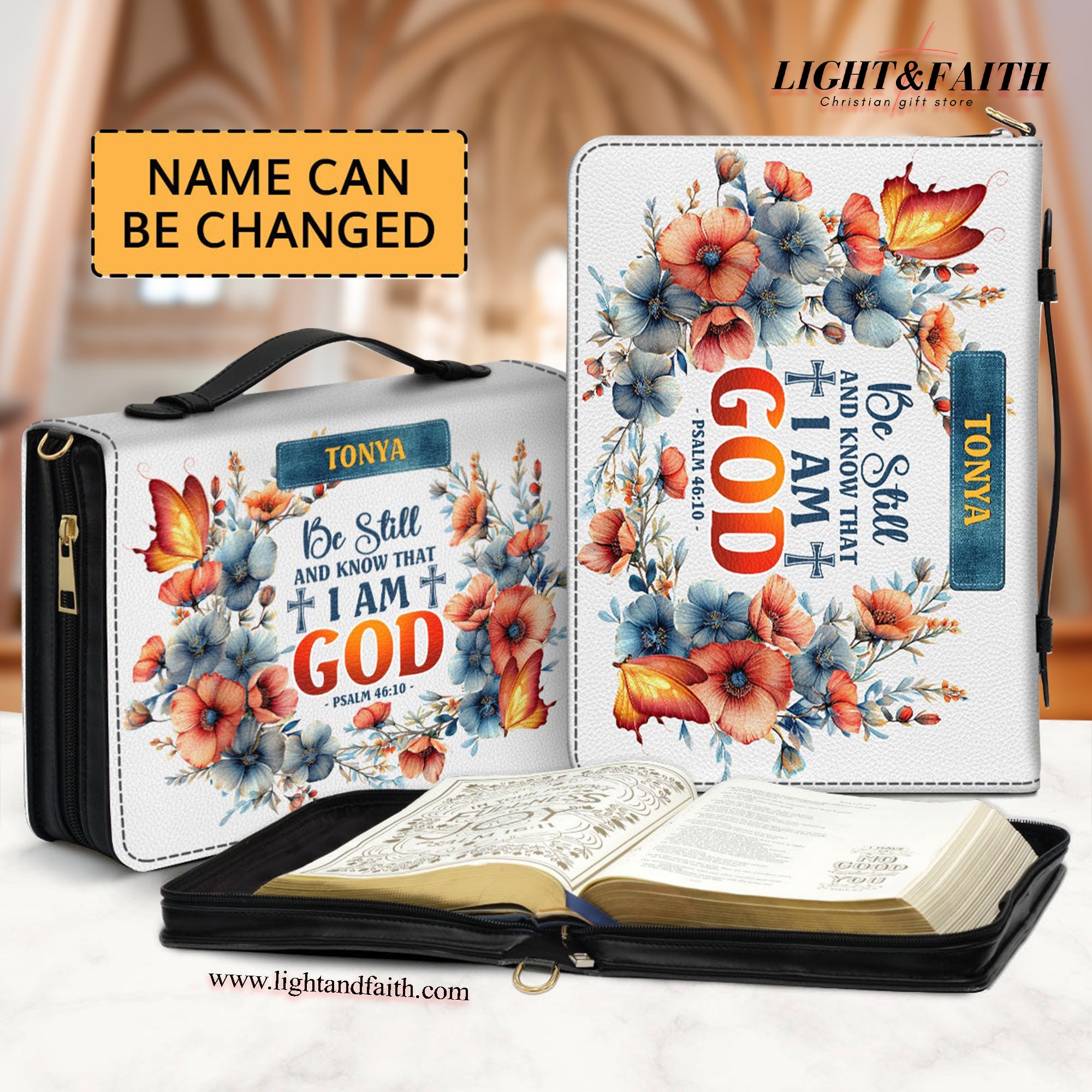 Be Still And Know That I Am God - Psalm 46:10 Leather Book Cover, Personalized Leather Bible Cover, Christian Gift, Bible Covers Jesus Gifts